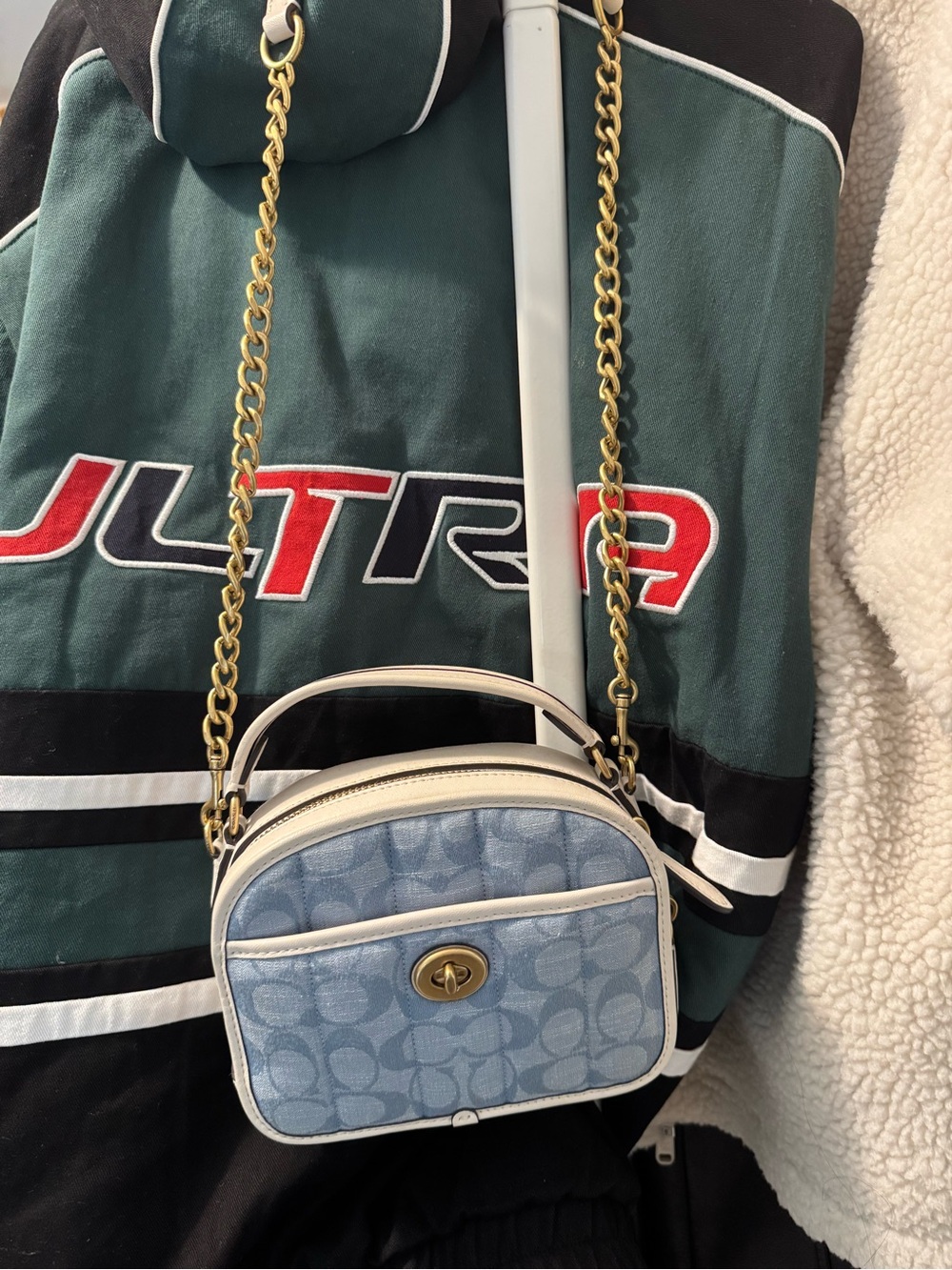 Coach Lunchbox Top Handle in Signature Chambray with Quilting (Style C4688)